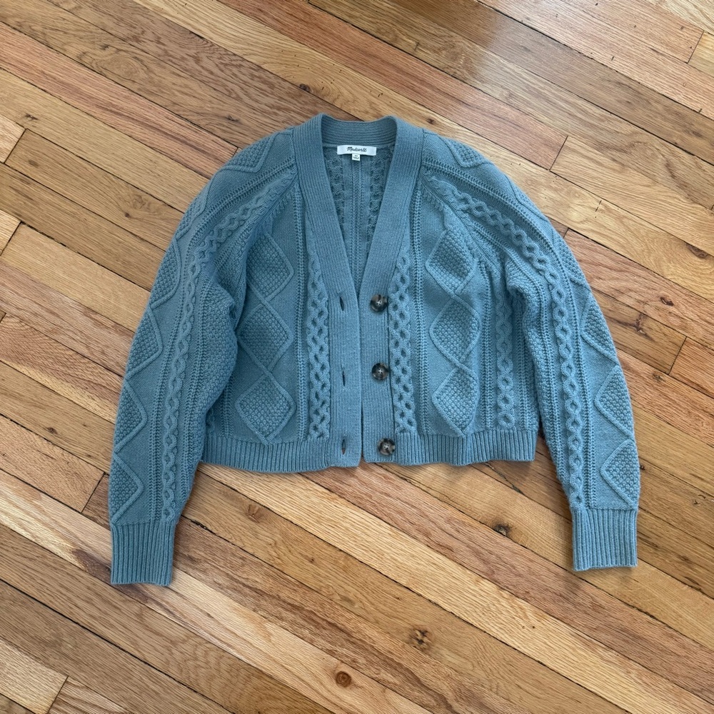 Madewell Cropped Cable Knit Cardigan
